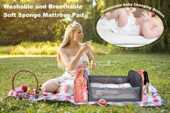 5-in-1 Travel Bassinet Foldable Baby Bed, ZOUNICH Diaper Bag Backpack Changing Station for Men Women,Portable Bassinets for Baby Girls Boys