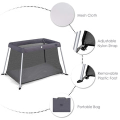 BABY JOY Baby Foldable Travel Crib, 2 in 1 Portable Playpen with Soft Washable Mattress