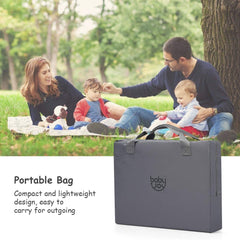 BABY JOY Baby Foldable Travel Crib, 2 in 1 Portable Playpen with Soft Washable Mattress