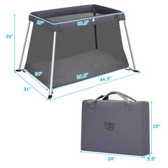 BABY JOY Baby Foldable Travel Crib, 2 in 1 Portable Playpen with Soft Washable Mattress
