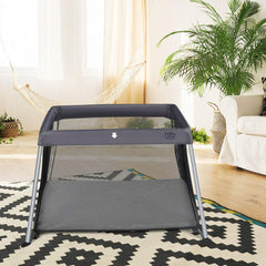 BABY JOY Baby Foldable Travel Crib, 2 in 1 Portable Playpen with Soft Washable Mattress