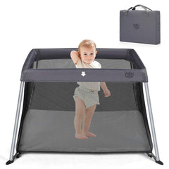 BABY JOY Baby Foldable Travel Crib, 2 in 1 Portable Playpen with Soft Washable Mattress