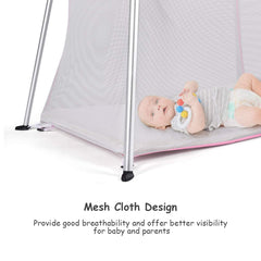 BABY JOY Baby Foldable Travel Crib, 2 in 1 Portable Playpen with Soft Washable Mattress