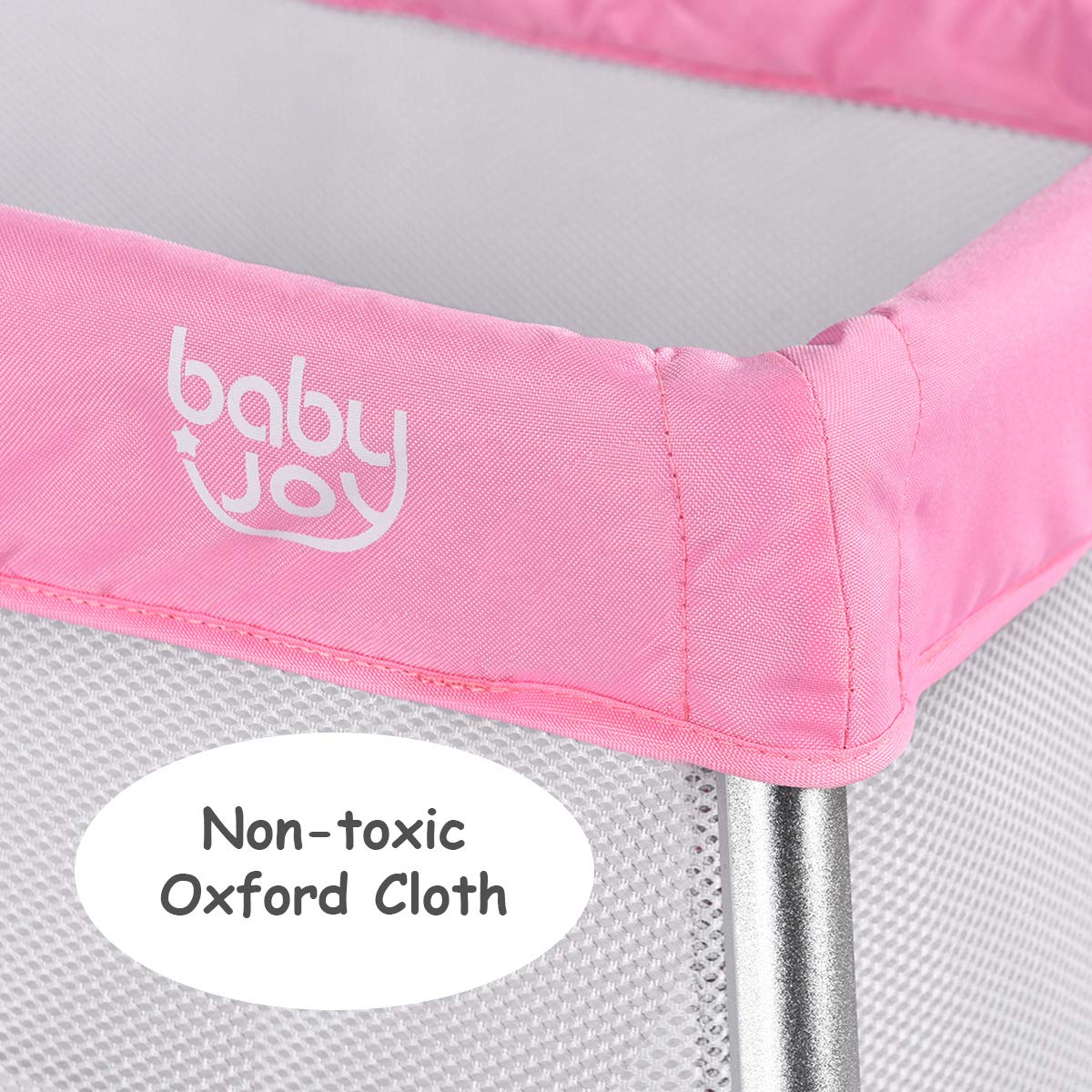 BABY JOY Baby Foldable Travel Crib, 2 in 1 Portable Playpen with Soft Washable Mattress