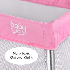 BABY JOY Baby Foldable Travel Crib, 2 in 1 Portable Playpen with Soft Washable Mattress