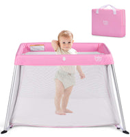 BABY JOY Baby Foldable Travel Crib, 2 in 1 Portable Playpen with Soft Washable Mattress