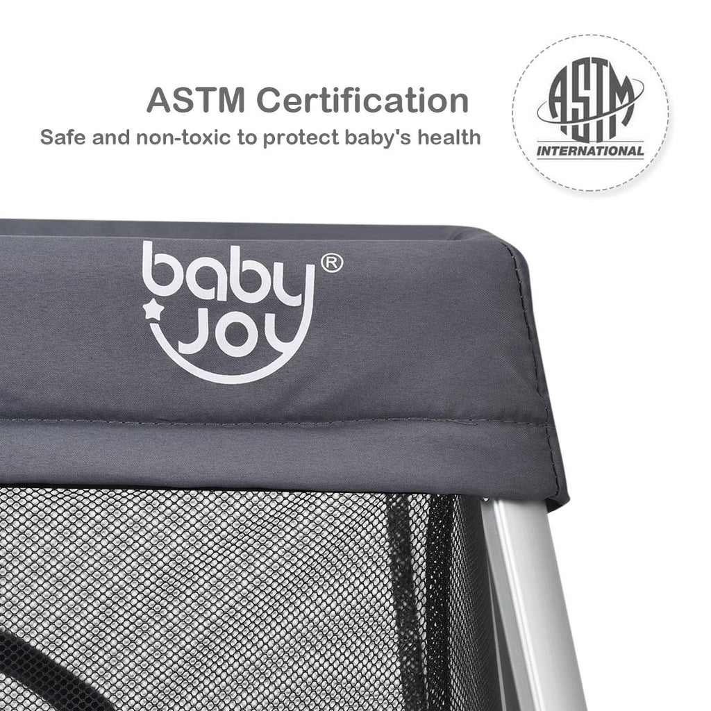 BABY JOY Baby Foldable Travel Crib, 2 in 1 Portable Playpen with Soft Pete's Baby Essentials