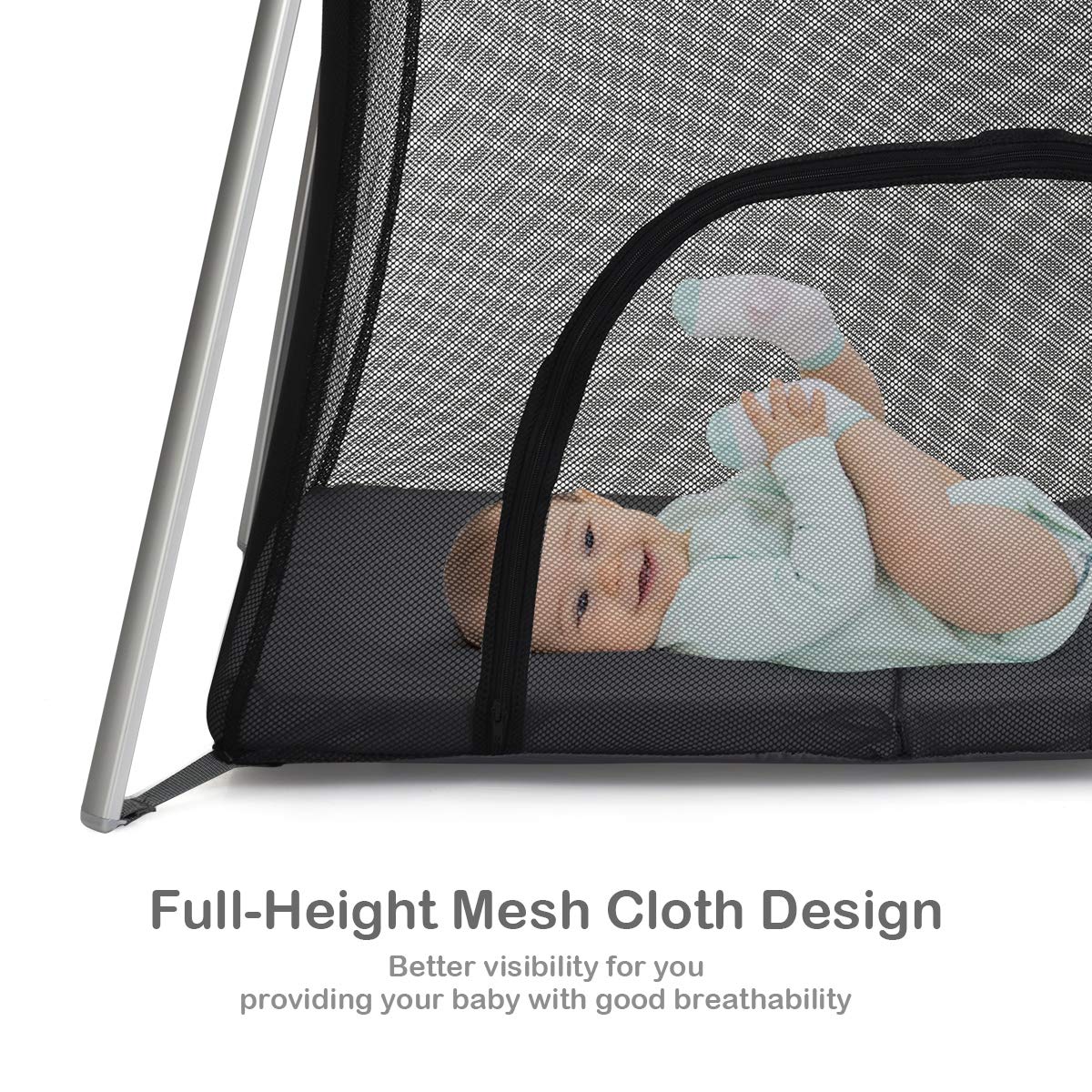 BABY JOY Baby Foldable Travel Crib, 2 in 1 Portable Playpen with Soft Washable Mattress