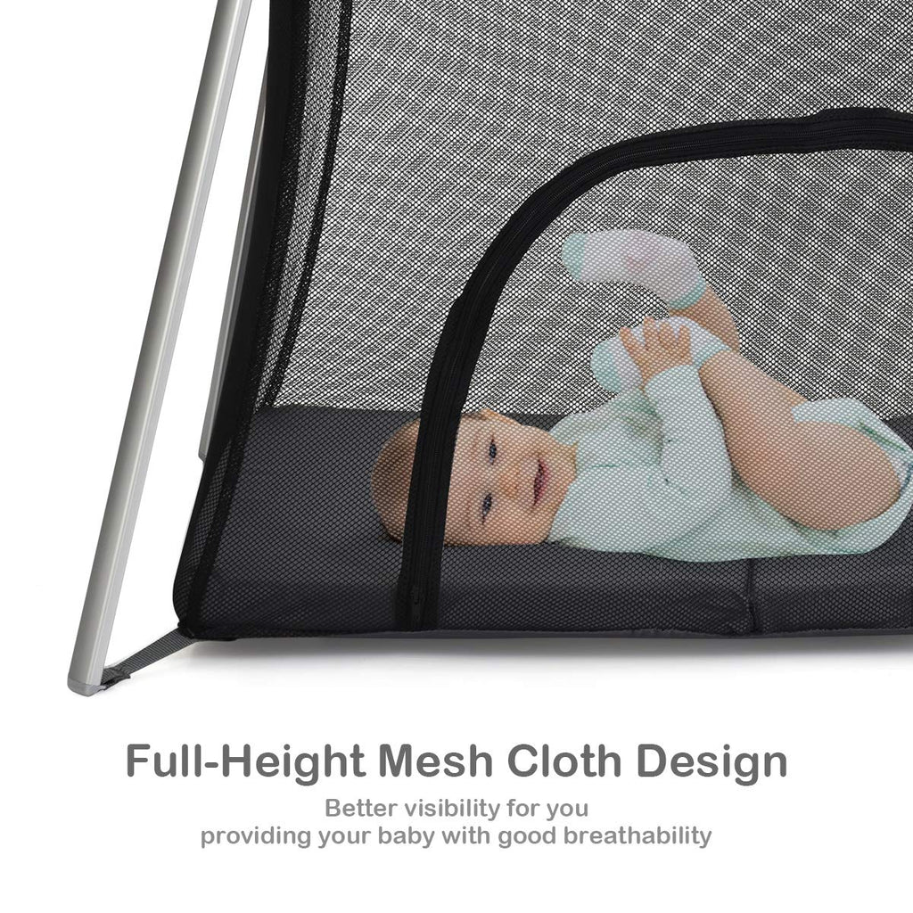 BABY JOY Baby Foldable Travel Crib, 2 in 1 Portable Playpen with Soft Pete's Baby Essentials