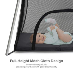 BABY JOY Baby Foldable Travel Crib, 2 in 1 Portable Playpen with Soft Washable Mattress