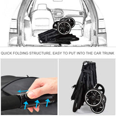 INFANS Double Stroller, Lightweight & Easy Folding Duo Baby Stroller with Side by Side Twin Seats, Night Reflective 5-Point Safety Harness, Suitable for 6 Months to 3 Years (Black)