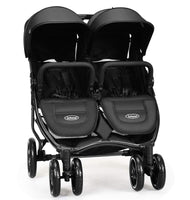 INFANS Double Stroller, Lightweight & Easy Folding Duo Baby Stroller with Side by Side Twin Seats, Night Reflective 5-Point Safety Harness, Suitable for 6 Months to 3 Years (Black)