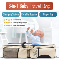 Koalaty 3-in-1 Universal Baby Travel Bag, Portable Bassinet Crib, Changing Station and Diaper Bag for Newborns or Infants. The best baby shower gift for new mom and dad.