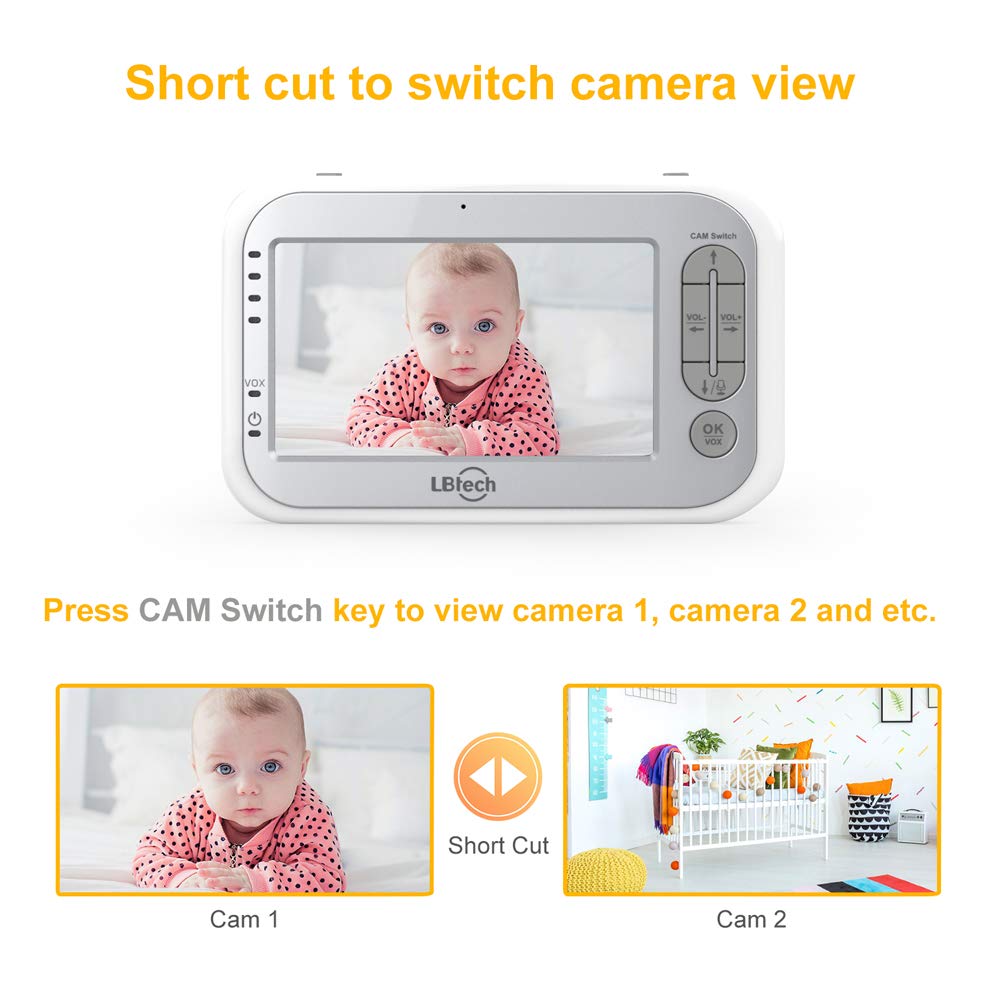 LBtech Video Baby Monitor with Two Cameras and 4.3