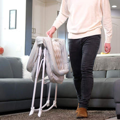 MiClassic All mesh 2in1 Stationary&Rock Bassinet One-Second Fold Travel Crib Portable Newborn Baby (Crystal)