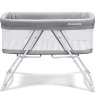MiClassic All mesh 2in1 Stationary&Rock Bassinet One-Second Fold Travel Crib Portable Newborn Baby (Crystal)