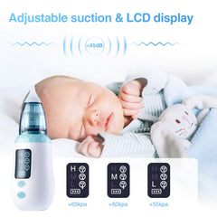 Nasal Aspirator, Queenmew Baby Nose Cleaner Electric & Ear Wax Remover with 3 Suction Levels