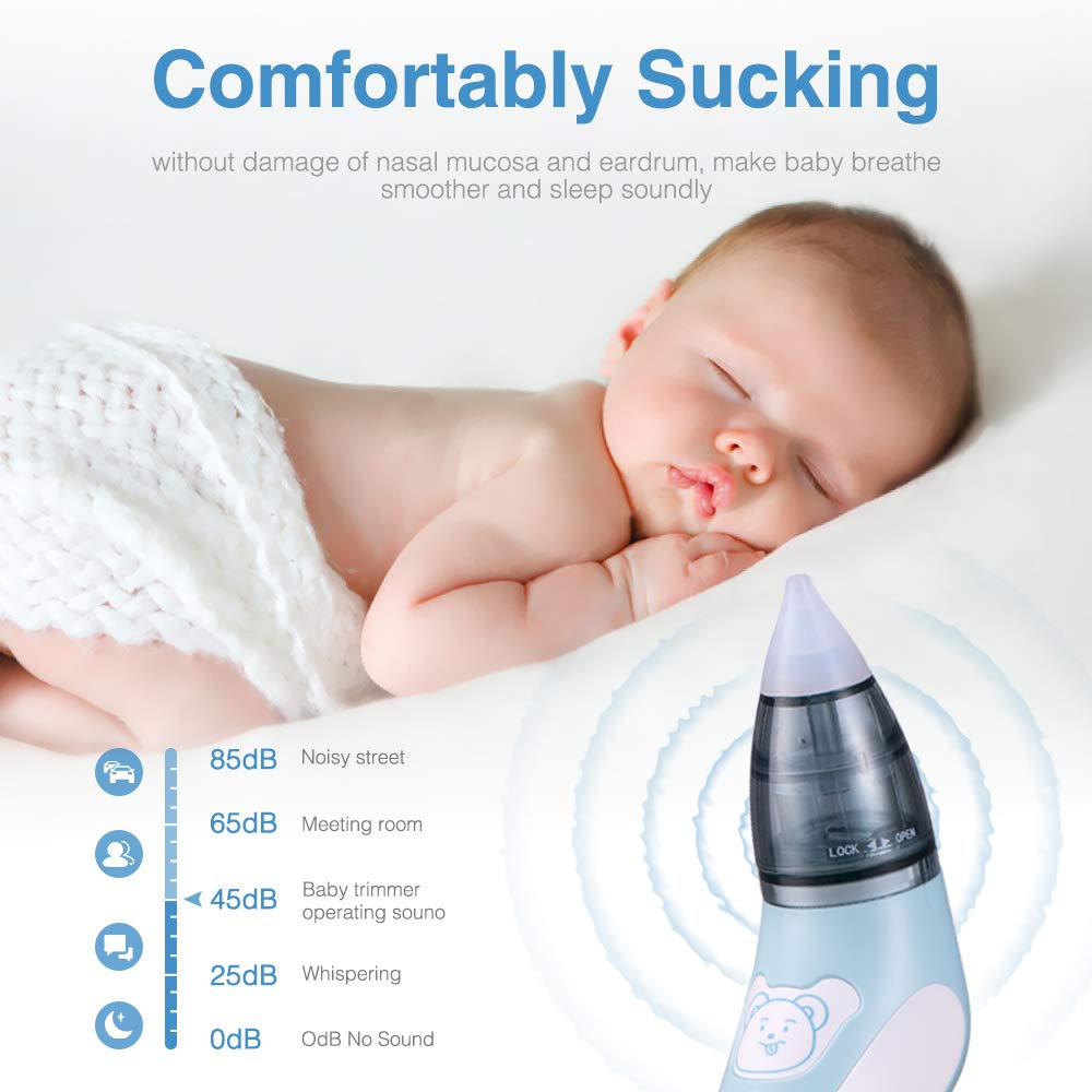 Nasal Aspirator, Queenmew Baby Nose Cleaner Electric & Ear Wax Remover