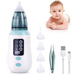 Nasal Aspirator, Queenmew Baby Nose Cleaner Electric & Ear Wax Remover with 3 Suction Levels