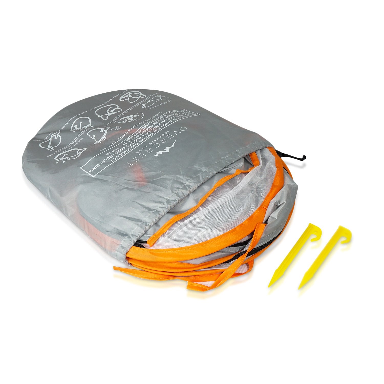 Overcrest Portable Pop Up Baby Beach Tent with UPF 50+ Sun Shade - Protection for Babies from Sunburn and Mosquitos - Lightweight, Compact and Easy Assembly - Includes 2 Pegs and Travel Bag