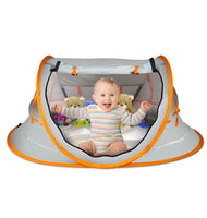 Overcrest Portable Pop Up Baby Beach Tent with UPF 50+ Sun Shade - Protection for Babies from Sunburn and Mosquitos - Lightweight, Compact and Easy Assembly - Includes 2 Pegs and Travel Bag