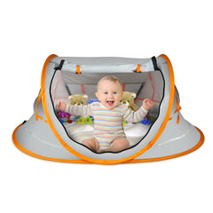 Overcrest Portable Pop Up Baby Beach Tent with UPF 50+ Sun Shade - Protection for Babies from Sunburn and Mosquitos - Lightweight, Compact and Easy Assembly - Includes 2 Pegs and Travel Bag