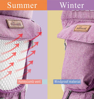 SUNVENO Baby Hipseat Ergonomic Baby Carrier Soft Cotton 3in1 Safety Infant Newborn Hip Seat for Outdoor Travel 6-36 Months (Pink)