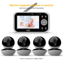 Video Baby Monitor with 2 Digital Cameras,LBtech Wireless Video Monitor,4.3 inches LCD,Automatic Night Vision,Two-WayTalkback,Temperature Detection,Power Saving,Zoom in Lens,Support Multi-Camera