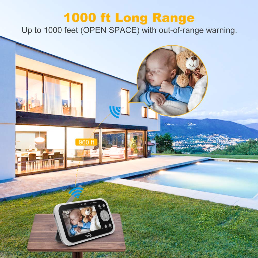 Video Baby Monitor with 2 Digital Cameras,LBtech Wireless Video Monitor,4.3 inches LCD,Automatic Night Vision,Two-WayTalkback,Temperature Detection,Power Saving,Zoom in Lens,Support Multi-Camera