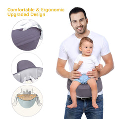 Viedouce Hip Seat Carrier Waist Stool with Safety Belt Protection for Baby Ergonomic Carriers, Dark Gray