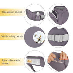 Viedouce Hip Seat Carrier Waist Stool with Safety Belt Protection for Baby Ergonomic Carriers, Dark Gray