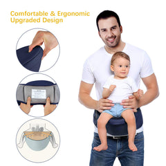 Viedouce Hip Seat Front Baby Carrier with Safety Belt Lightweight Ergonomic Waist Stool, Navy