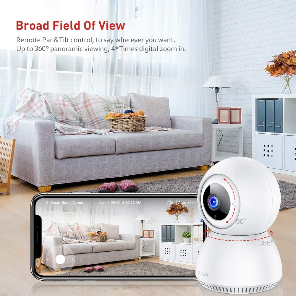 Victure 1080P FHD Baby Monitor with Smart Motion Tracking Sound Detection 2.4G WiFi Home Security Camera