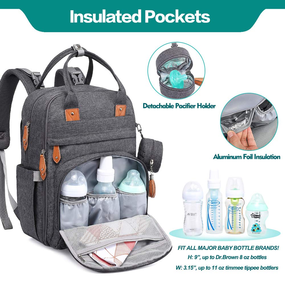 Rabjen Diaper Bag Backpack, Transformable Baby Bag, Spacious Enough for  Twins' Stuff, Multifunction Back Pack