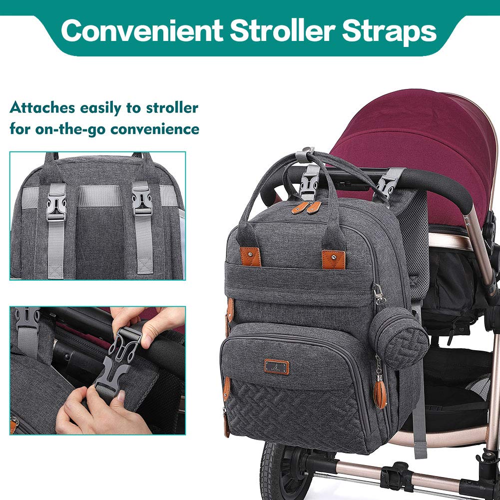 Diaper Bag Backpack, BabbleRoo Baby Nappy Changing Bags Multi function Waterproof Travel Back Pack
