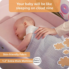 Unilove Hug Me Plus 3-in-1 Baby Bassinet, Adjustable Bedside Co Sleeper, Portable Travel Cosleeping Bed, Newborn Side Crib, Basinette, with 1.2