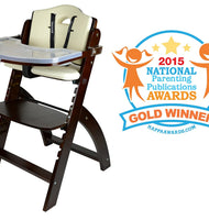 Abiie Beyond Wooden High Chair with Tray. The Perfect Adjustable Baby Highchair Solution