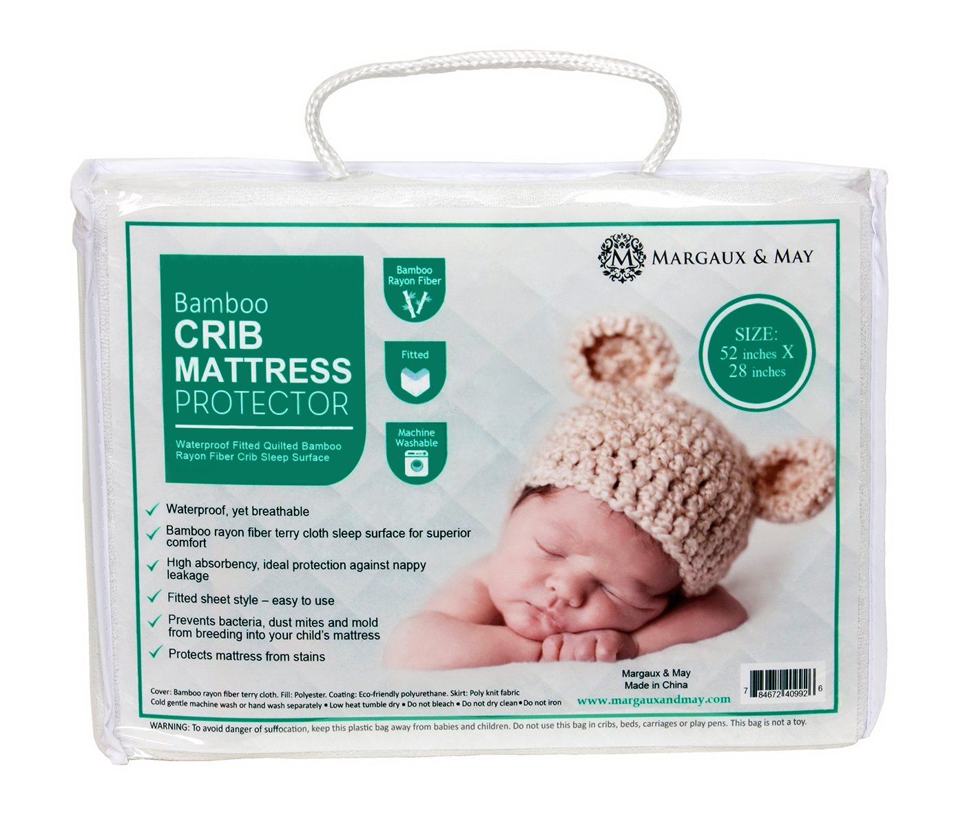 Margaux & May Ultra Soft Crib Mattress Protector Pad Waterproof
