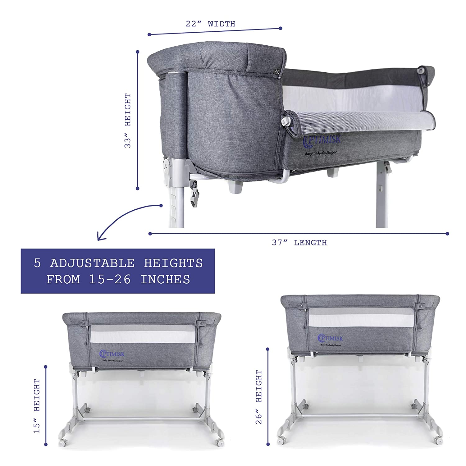 Bedside Bassinet Crib Baby Bassinet Bed Side Sleeper Bassinet for Baby Playpen Wheeled Portable