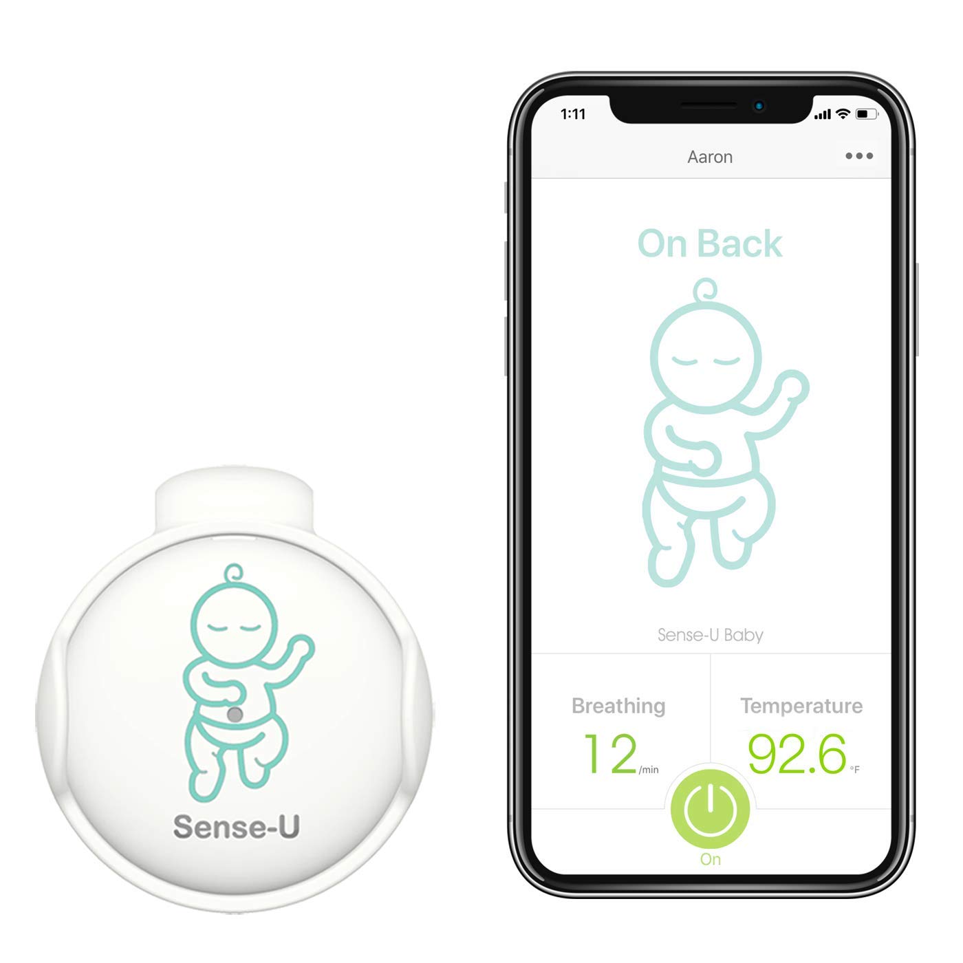 Sense-U Baby Monitor with Breathing Rollover Movement Temperature Sensors: Track Your Baby's Breathing, Rollover, Temperature