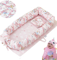 Brandream Baby Nest Bed Unicorn, Pink Newborn Lounger Portable Baby Bassinet Crib for Travel