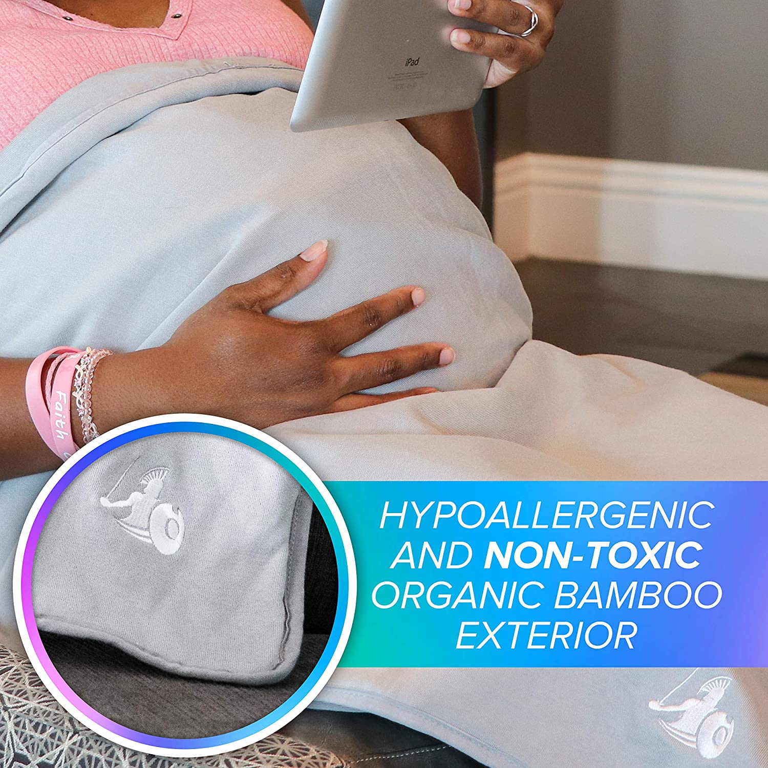 DefenderShield EMF Radiation & 5G Protection Blanket - Universal Organic Bamboo Anti-Radiation Throw Cover for Fertility, Pregnancy, Infants, Babies, Children - Maternity & Baby Blanket (36