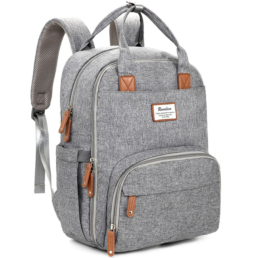 Gray Diaper Backpack - Stylish Baby Bag