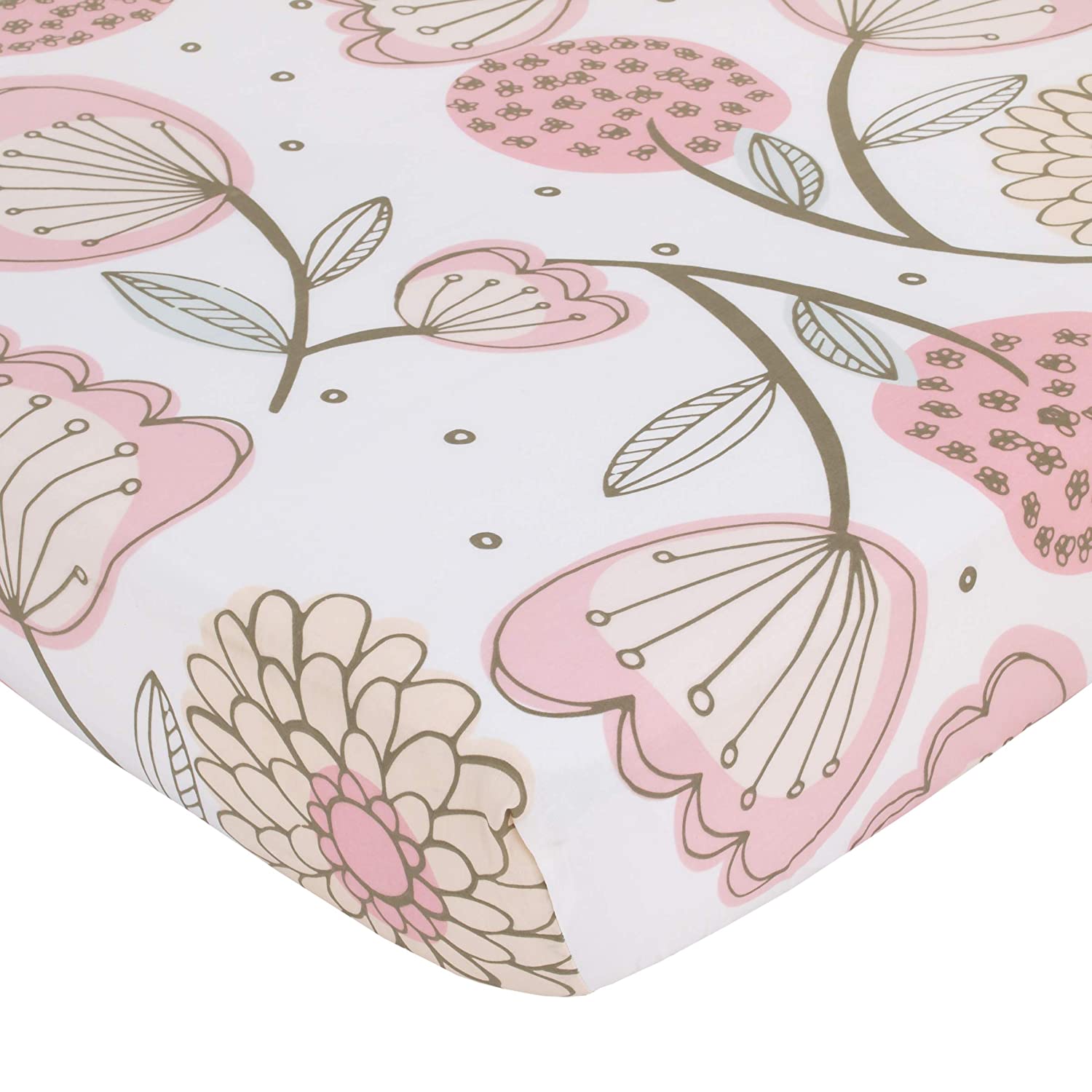 NoJo Beautiful Floral - Pink, Grey, White 10 Piece Crib Nursery Bedding Set