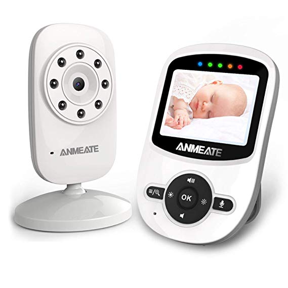 Video Baby Monitor with Digital Camera, ANMEATE Digital 2.4Ghz Wireless Video Monitor with Temperature Monitor, 960ft Transmission Range, 2-Way Talk, Night Vision, High Capacity Battery (2.4inch)
