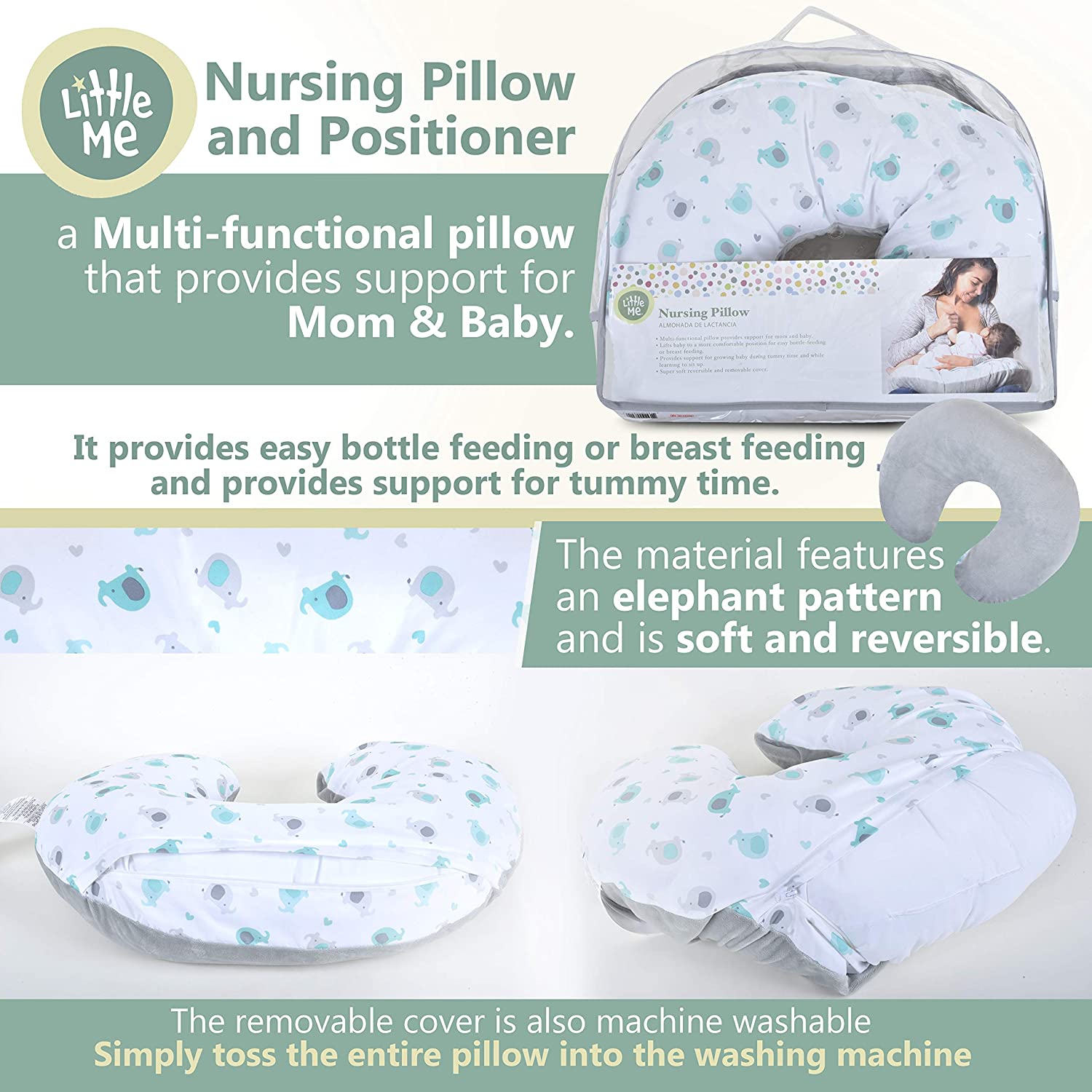Little Me Nursing Pillow and Positioner, Breast Feeding Essential for New Moms