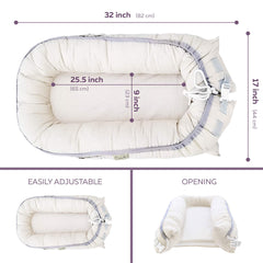 Organic Newborn Lounger | Water-Resistant Baby Nest | for Infants & Toddlers 0-12 Month | for Girls and Boys