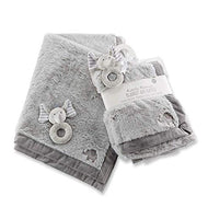 Baby Aspen Little Peanut Elephant Blanket and Rattle Set, Grey/White