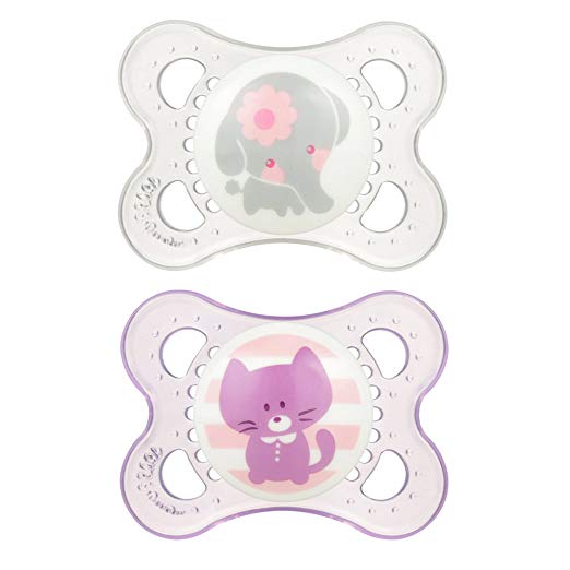 MAM Pacifiers, Baby Pacifier 0-6 Months, Best Pacifier for Breastfed Babies, ‘Animal' Design Collection, Girl, 2-Count