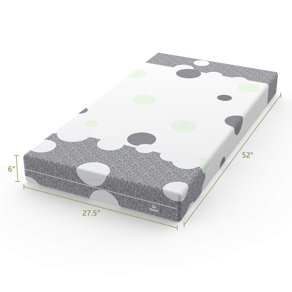 Dourxi 3-Layer 6 Inch Crib Mattress Dual-Sided | High Density Hard Foam for Infants, Cool Gel Memory Foam Side for Toddlers